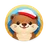 Cute flat cartoon otter face avatar icon with layered paper-cutout style for reviews